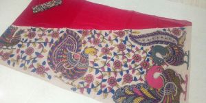 Kalamkari Chanderi Cross Pallu Sarees