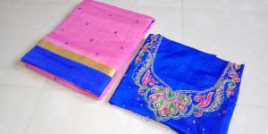 Kotta Mirror Work Saree with Designer Maggam Work Blouse