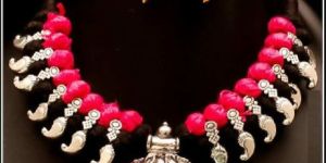 Oxidized Thread Temple Necklace Set