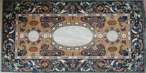 Brown Marble Inlay Table Tops
