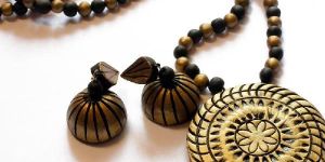 Terracotta Black and Gold Pendant Jewellery