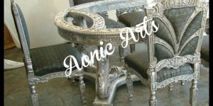 Silver Inlay Dining Table Set