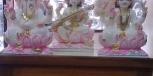 Ganesh Lakshmi Saraswati Marble Statue Set