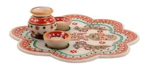 Kamakshi Marble Flower Shape Pooja Thali