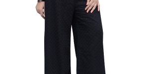 Chick Garb Black Cotton Chikan Palazzo Pants