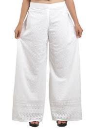 Chick Garb White Cotton Lycra Palazzo Pants