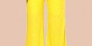 Chick Garb Yellow Cotton Lycra Palazzo Pants