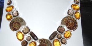 Silver Plated Cluster Necklace Mix Stone