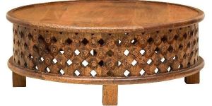 Teak Wood Round Lattice Coffee Table (RHP-COFFEE-06)
