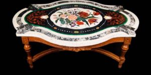 Oval Marble Inlay Table Top