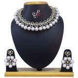Pearl Necklace Set in Hearts Studded with Zircons