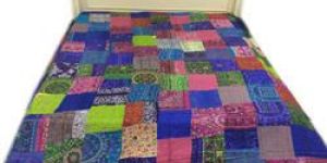 Silk Patch Work Kantha Bed Cover