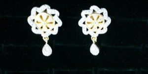 Brass American Diamond Hanging Earrings