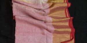 Linen Sarees with Zari Border Blouse