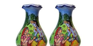 Madhubani Radha Krishana Pot