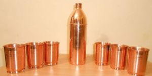 Pure Copper Bottle With Glass.