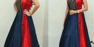 Poly Silk Red & Blue Plain Long Suits