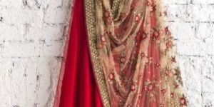 Poly Silk Red Embroidered Lehenga Choli