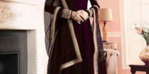 Taffeta Machine Work Maroon Long Suits