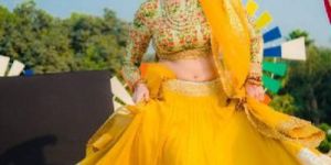 Poly Silk Yellow Lehenga Choli