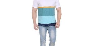Girggit Round Neck White Cotton T-Shirt With Printed Yarn Dyed Graphic