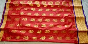 Red Printed Banarasi Silk Saree