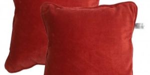 Lushomes Non Woven Lining Red Direct Filled Velvet Cushion