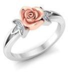 White Gold Rose Pattern Diamond Ring