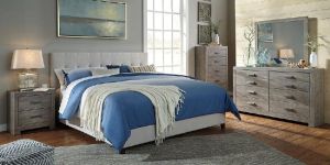 Queen Cream Upholstered Bed