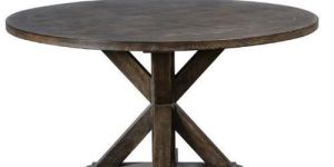 Cross Base Round Wooden Table