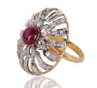 Art Deco Style Diamond and Gemstone Cocktail Ring