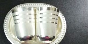 Silver Plated Glass with Tray