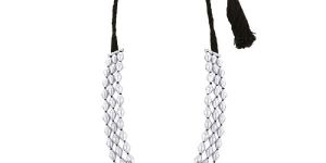 Triple Strand Dholki Bead Silver Necklace