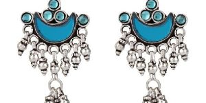 Turquoise Blue Glass Chandbali