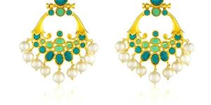 Turquoise Jade Stone Chand Balis