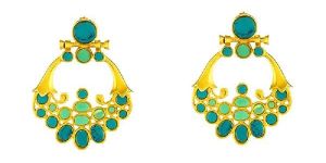 Turquoise Jade Stone Stud Chandbalis