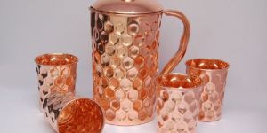 Copper Hammered Jug Set