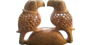 Carved Wooden Parrot Statue