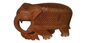 Wooden Jali Boll Elephant Statue