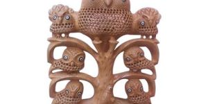 Wooden Tree Jali Owl Statue