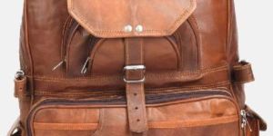 Large Leather Rucksack with Pockets