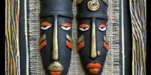 Terracotta Sculpted Tribal Masks 3D Frames