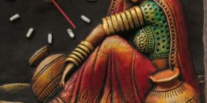 Terracotta Traditional Indian Lady Wall Clock