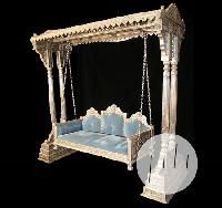 silver porch swing.