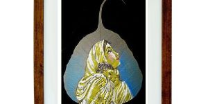 Mother Mary with Jesus Christ Yellow Painting