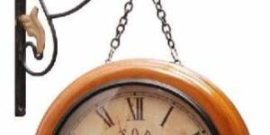 Double Sided Golden Station Clock