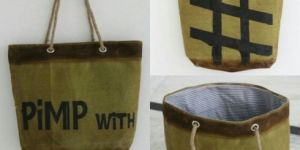 PH070 Canvas Mix Leather Tote Bag