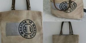 PH075 Canvas Mix Leather Tote Bag