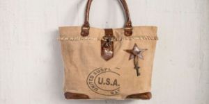 PH080 Canvas Mix Leather Tote Bag