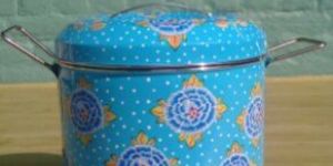 Hand Painted Enamelware Storage Bucket